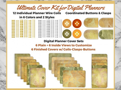 Ultimate Digital Planner Cover Kit #7 - Textured Leaves