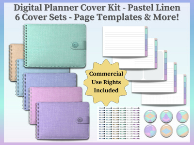 Digital Planner Cover Kit - Pastel Linen Collection