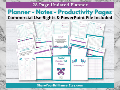 Lavender and Teal Undated Planner