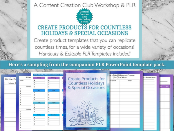 Workshop & PLR Pack: Create Products for Countless Holidays