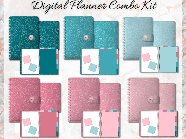 Digital Planner Combo Kit - Set 1: Dusty Rose and Teal