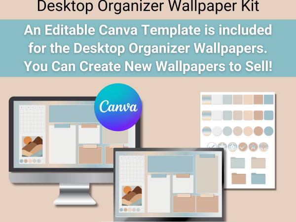 Desktop Organizer Wallpaper - Neutral Kit