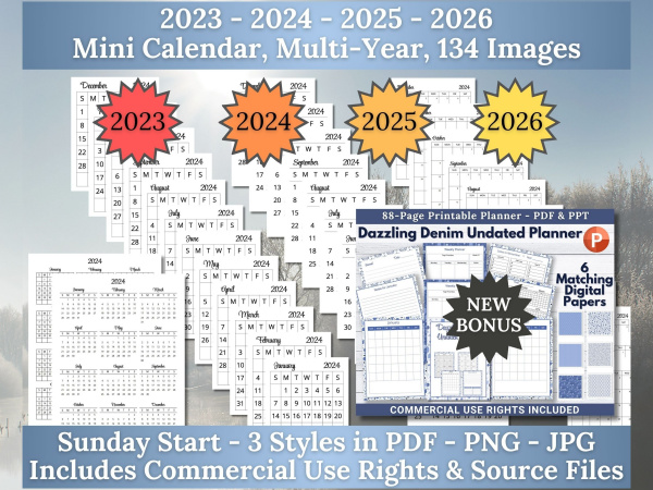 Mini Calendar Combo Kit: 2024-2026
